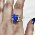 thumbnail image 4 of Natural Lapis Lazuli Ring, Rough Lapis Lazuli Ring, Afghani Lapis, 3 Plain Band Ring, 925 Sterling Silver, Womens Ring, Christmas, Thanksgiving, Handmade, Statement Jewelry, Rough Gemstone Jewelry, 4 of 5