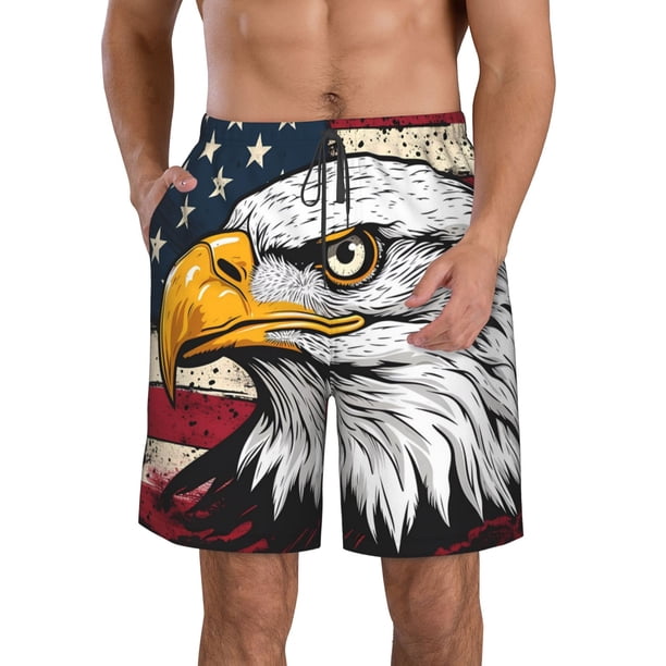 Fotbe American Bald Eagle Trajes de Baño Estampados para Hombre, Shorts de Verano de Secado Rápido, Ropa de Playa, Bañadores-X-Large