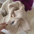 thumbnail image 5 of 100% Wool Scarf with Bear Embroidery, Warm Winter Neck Wrap for Women,160*20cm,red, 5 of 30
