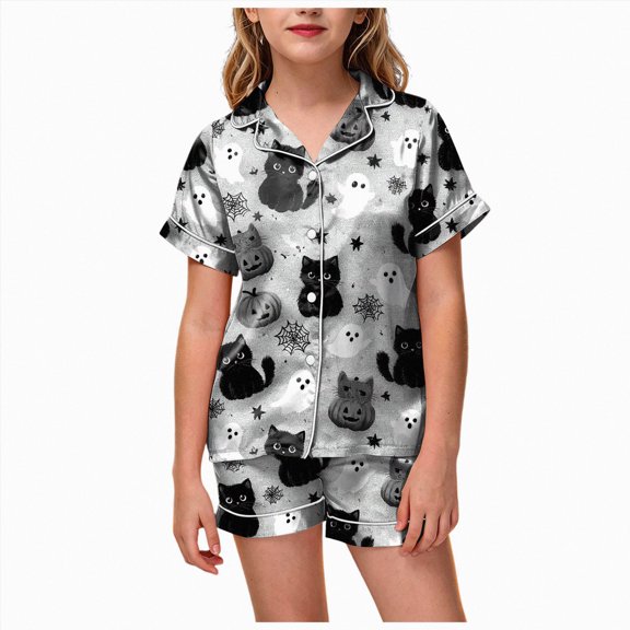 8-9 Years Tween Halloween Pajama Set Long Sleeve Pants Sleepwear Outfits Pajamas Set For Girls Girls Matching Pajama Sets With Prints