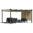thumbnail image 6 of BPS 16' x 12' Outdoor Retractable Pergola with Canopy & 2 Roller Shades, Aluminum Patio Gazebo Shelter, Khaki, 6 of 12