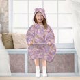thumbnail image 7 of FORMRS Wearable Blanket Hoodie with Sleeves for Kids Cozy Flannel Sweatshirt, Pastel Pink Marble Pattern, 7 of 7