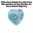 thumbnail image 2 of Glitter Heart Squishy Toy with Ocean Blue Sparkles, 2.5 Inch, Sky Blue, for Relaxation, Squeeze Toy, 2 of 3
