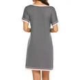 thumbnail image 5 of Zupora Women's Nightgown Cotton Short Sleeve Scoop Neck Color Block Knitted Nightshirt Soft Comfy Loose Sleepwear Lounge Nightwear Mini Pajama Dress, S-2XL, 5 of 5