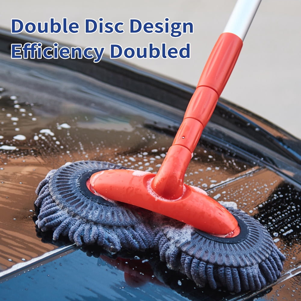 car wash brush,Pole Rotatable Dual Rotatable Dual Head Car Brush Tool Chenille Microfiber Mop Microfiber Mop With Dual Head Car With Pole Rotatable Mop With Pole Head Car Brush
