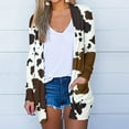 thumbnail image 2 of DDAPJ pyju Women Fashion Cardigan 2024,Open Front Long Sleeve Lightweight Cardigans Cow Print Casual Kimono Tops Loose Comfy Holiday Coats with Pockets, 2 of 6