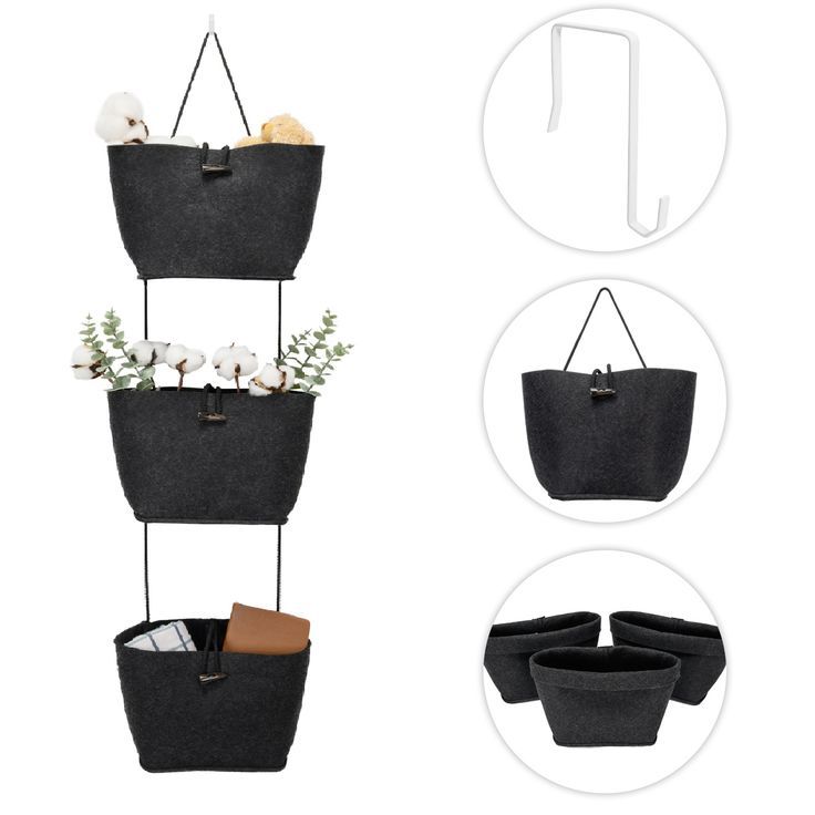 Malmo Over Door Storage Basket 3 Tier Hanging Organizer Set for