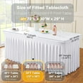 thumbnail image 2 of 2 Pack White Spandex Table Clothes for 6 Foot Rectangle Tables, Wrinkle Free Fitted Table Cover 6ft Stretch Tablecloths Desk Skirt for Parties Weddings Birthday Banquet  Shower, 2 of 6