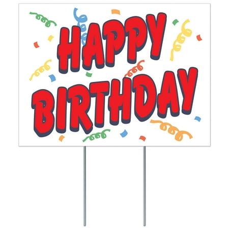 Beistle 16.5" Red, Blue, and White Rectangular "Happy Birthday" Yard Sign
