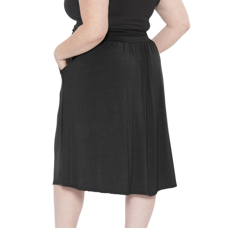 Stretch Is Comfort Women s Plus Casual Ruched Below Knee Length Midi Skirt with Pockets Adult Xlarge 3x