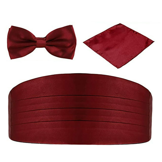 Bangcool Mens Bow Tie Fashion Solid Color Formal Bowtie with Pocket Square & Cummerbund