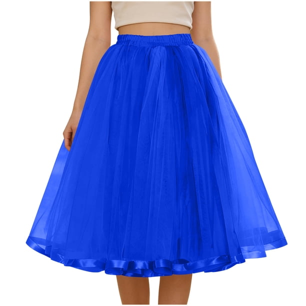 TaTaai Women's Sweet Fluffy Multi-Layer Tulle Princess Skirt Colorful Elastic Waist Half Skirt For Party Cosplay Holiday Daily Wear Gift
