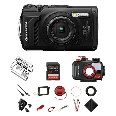 OM SYSTEM Tough TG-7 Digital Camera with Built-In Wi-Fi & GPS – Black | 12MP Adventure Camera with PT-059 Underwater Housing Extra LI-92B Rechargeable Battery & 64GB Extreme Pro SD Card Bundle Set OM SYSTEM Tough TG-7 Digital Camera with Built-In Wi-Fi & GPS – Black | 12MP Adventure Camera with PT-059 Underwater Housing Extra LI-92B Rechargeable Battery & 64GB Extreme Pro SD Card Bundle Set