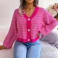 thumbnail image 6 of Yxbdin Textured Knit Cardigan Sweaters for Women Trendy Striped Cropped Cardigans Fashion Color Block Fall Sweaters Button Down V Neck Outerwear, 6 of 9