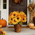 thumbnail image 4 of Artificial Sunflower Bouquet - Silk Flowers for Fall Decor, Harvest & Thanksgiving Table Centerpiece, Potted Arrangement, Long-Lasting Home Decor, 4 of 6
