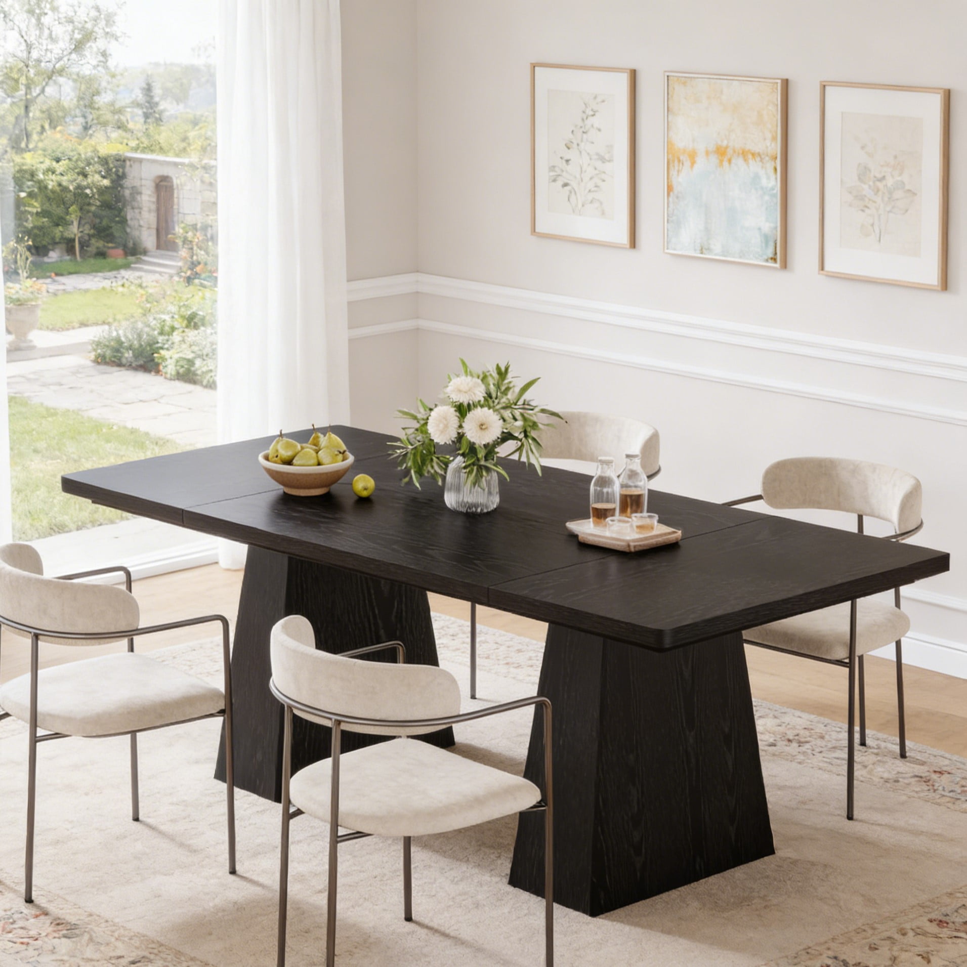 Fnova 63" Executive Desk, Dining Table for 6 People, Modern Farmhouse Wooden Kitchen Table, Large Office Computer Desk for Home Office (Chairs Not Included)