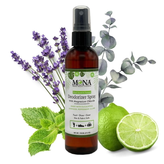 MONA BRANDS Natural Shoe Deodorizer Spray | Foot Odor Eliminator | Athletic Gear Spray | 4oz