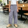 thumbnail image 5 of Qingpeng Girls Wide Leg Pants High Waist Drawstring Striped Cuffs Lightweight Wrinkled School Outdoor Casual Spring Summer Long Pants for Kids, 5 of 7