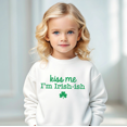 thumbnail image 4 of Bump and Beyond Designs Kiss Me I'm Irish-ish, Toddler St. Patrick's Day Sweatshirt (Heather Grey 7), 4 of 5