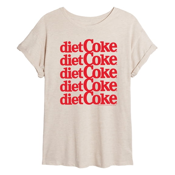 Diet Coke - Stacked Logo - Juniors Oversized Graphic T-Shirt