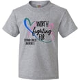 thumbnail image 3 of Inktastic Thyroid Cancer Awareness Pink, Blue, Teal Heart Ribbon Youth T-Shirt, 3 of 5
