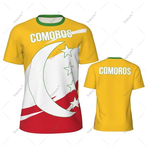 Comoros Flag Men Sports T-shirt Women Tees jersey for Soccer Football Running Bike Tennis Fitness Fans