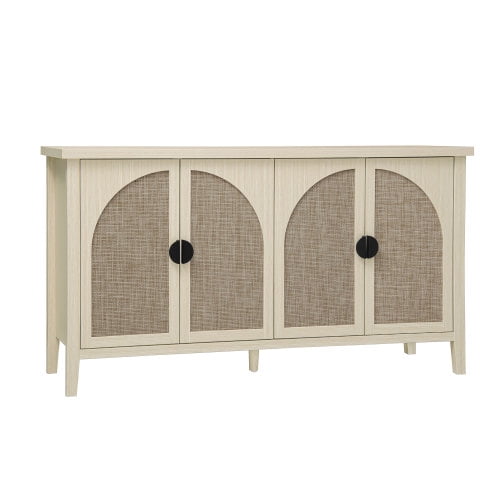 BSHTI Rattan 4 Door Cabinet, Suitable for Bedroom, Living Room, Study