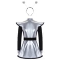 thumbnail image 3 of iiniim Girls 2 Pcs Alien Dress Galaxy Robot Fancy Dress-Up School Alien Show A Line Tutu Dress with Hair Hoop Silver 12, 3 of 6