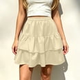 thumbnail image 2 of BUIGTTKLOP Boho Mini Skirts for Women Casual Flowy Layered Skorts Skirts Loose Pleated Ruffles Summer Skirt, 2 of 6