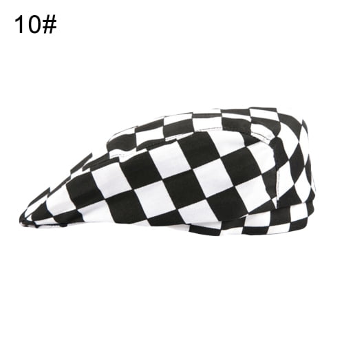Yarn-Dyed Blk/Wht Check Chef Box Hat 