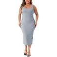 thumbnail image 1 of Vestido de verano sin mangas de talla grande para mujer Agnes Orinda, vestido de cóctel ajustado con escote cuadrado, vestido de tanque 3X gris, 1 of 7