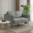 thumbnail image 4 of 60" Modern Sofa Couch Faux Leather Loveseat for Living Room, Small Couches for Small Spaces,2 Seater Sofa with Detachable Cover/Easy to Install(Light Grey), 4 of 7