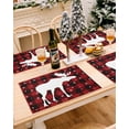 thumbnail image 3 of Christmas Placemats Set of 4, Moose Reindeer Place Mats Red Buffalo Check Plaid Snowflake Placemat Table Decoration for Kitchen Table Dinner Xmas Holiday Party Home Decor Indoor Outdoor 13x19 Inch, 3 of 9