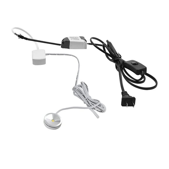 FSLiving 1W LED Mini Spotlight with Plug in Button Cable Silver Lampbody Warm White Light(3000K) for Accent Lighting Cartoon Jewelry Showcase Cabinet Lego Model - 1 Set with 1 Spotlight