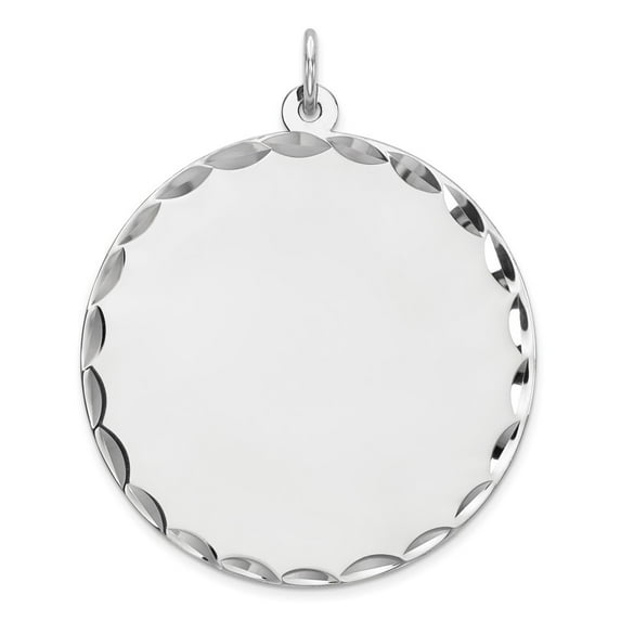 FB Jewels Sterling Silver Rhod-plated Eng. Rnd Polish Front/Satin Back Disc Charm
