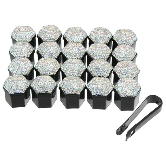 20pcs Wheel Lug Nut Cap Covers 17mm Bling Faux Crystal Wheel Bolt Cap Cover Universal Wheel Lug Nut Cap Cover Multicolor