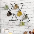 thumbnail image 4 of Black Metal Triangular Coffee Mug Holder Wall Mount Display Rack Mug Organizer With 3 Hooks （Equilateral Style）, 4 of 8