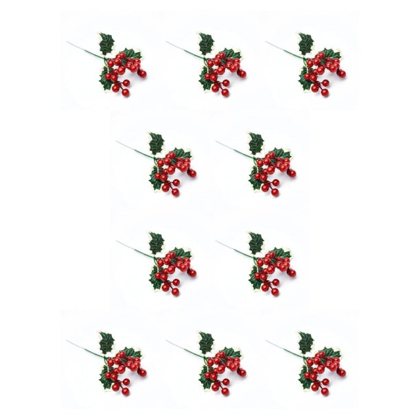 Ounissouiy Simulación de ramas de bayas de Navidad, atmósferas decorativas de vacaciones, flores, árbol de moda de Navidad, decoración de utilería, 3 3 sucursales 10piezas