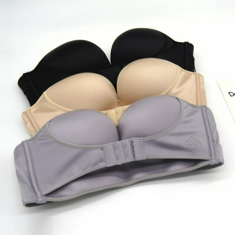 TELOLY Women Thick Padded Strapless Push up Bra Lift Invisible