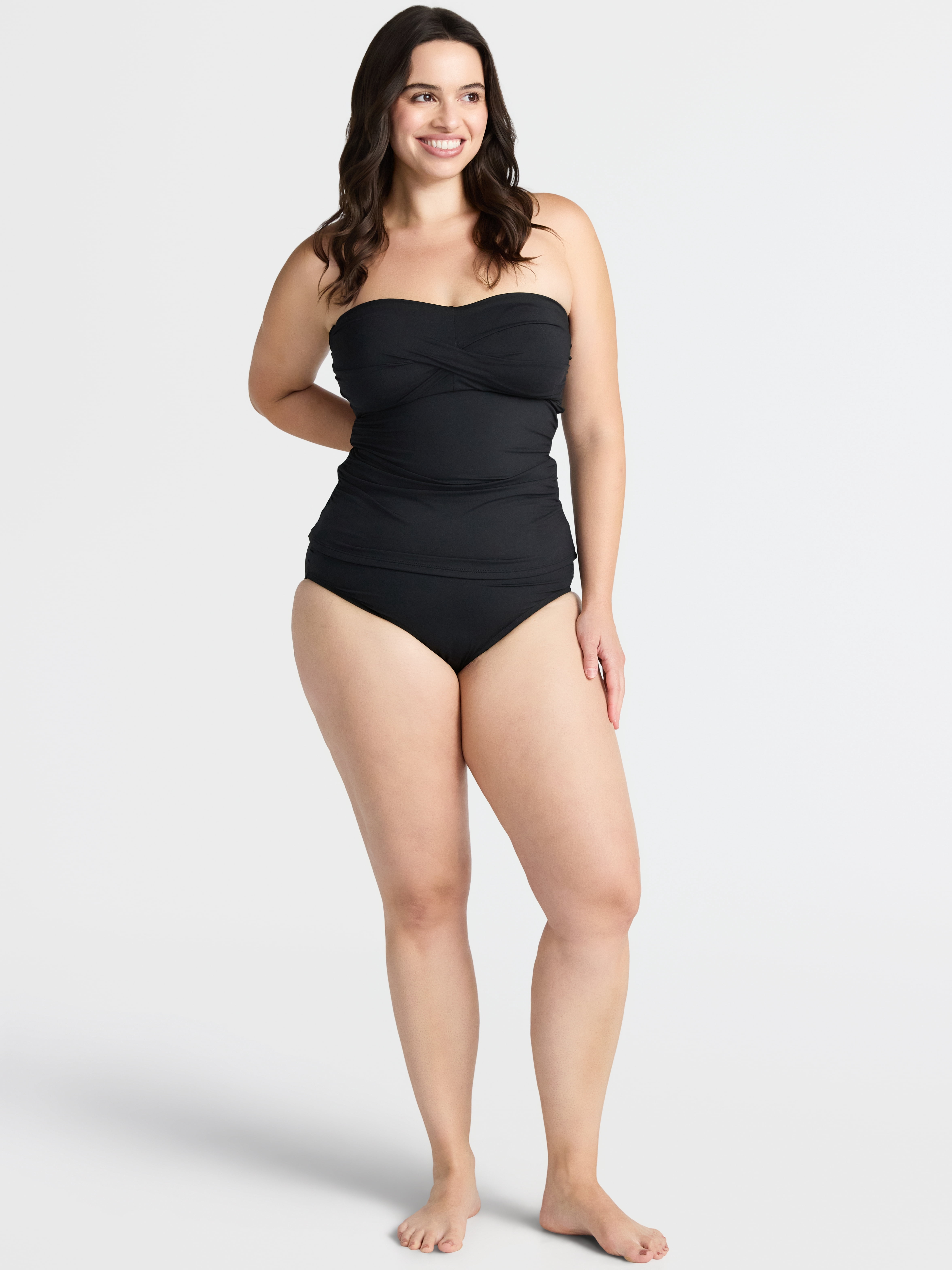 Time and Tru Women's and Women's Plus Twist Bandeau Tankini Top, Sizes XS-2X