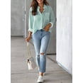 thumbnail image 5 of jinghuiyue Women Button-Down Shirts Striped Long Sleeve Collared Dressy Office Casual Loose Fit Blouse Tops with Pocket XXL, 5 of 6
