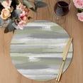 thumbnail image 3 of Sage Green Round 15 Inch Placemats Set of 8, Modern Abstract Grey Striped Art HeatResistant Non Slip Place Mats for Dining Table, Wipeable Braided Kitchen Table Mats for Housewarming, 3 of 9