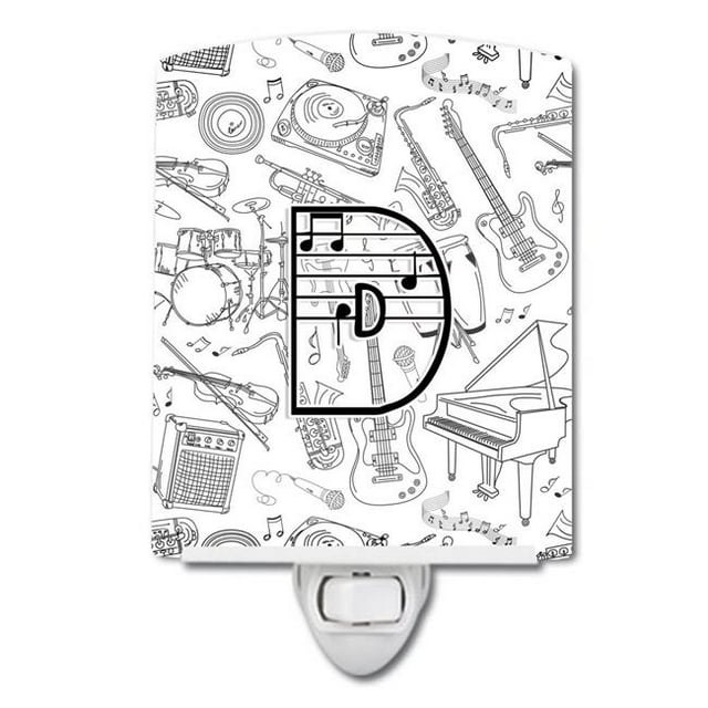 Carolines Treasures CJ2007-DCNL Letter D Musical Note Letters Ceramic Night Light