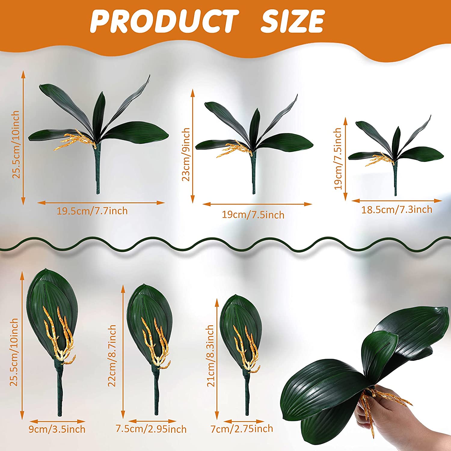 PATIKIL Faux Orchid Leaves 4.3 Inch, 2 Pack Small...