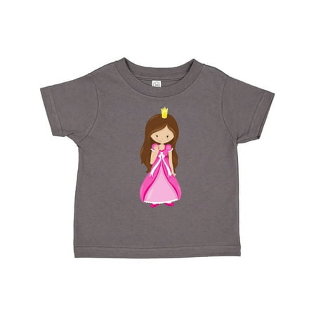 

Inktastic Cute Princess Brown Hair Princess In Pink Dress Gift Toddler Toddler Girl T-Shirt