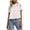 White, variant on Women's Lace Mesh Panel Blouse, High Neck Short Sleeve Crochet Embroidered Peplum Top, S-2XL