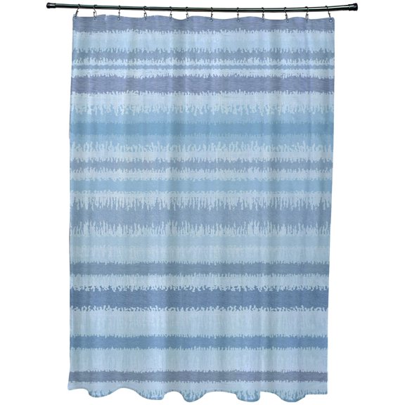 Simply Daisy 70" W x 73" H Raya De Agua Stripe Print Polyester Shower Curtain, Blue