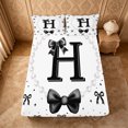thumbnail image 5 of meiyoeat Cute Coquette Bow Bed Sheets For Kids,Black Ribbon Bowtie Initial Letter H Full Size Sheets,4-Piece, 5 of 6