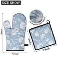 thumbnail image 6 of Blue Pioneer Flower Kitchen Oven Mitt and Pot Holder Sets 2 Pcs for Baking, Cooking and Grilling, Heat Resistant Up To 392 °F, 6 of 7
