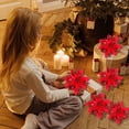 thumbnail image 5 of 20 piezas de decoración de Navidad, flor de Navidad artificial, guirnalda de árbol de Navidad con purpurina, colgantes de flores artificiales, para árbol de Navidad de fiesta, corona, decoraciones de fiesta de boda, rojo oso de fresa Electrónica, 5 of 5